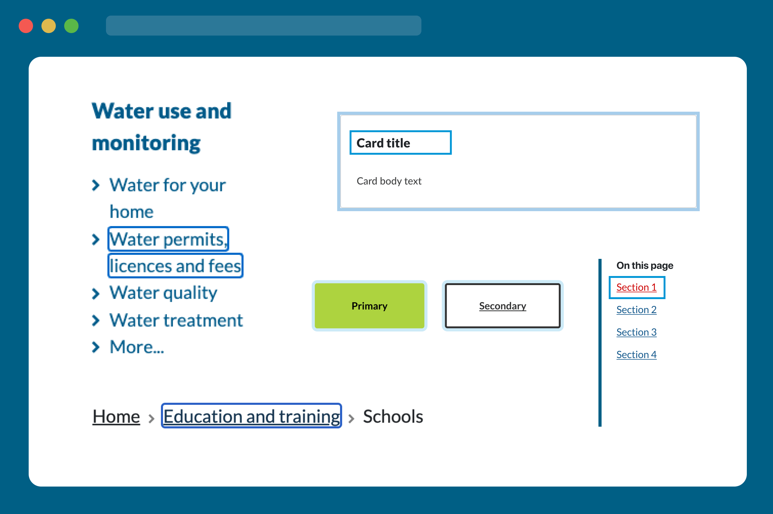 screenshots of various design system components showing inconsistencies in design